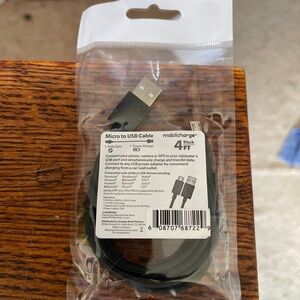 Micro to USB cable 4 ft black